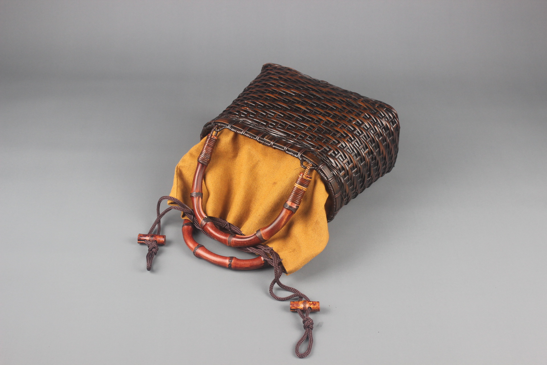 竹编手提包编织篮子女式挎包竹子茶具收纳袋茶道零配竹制工艺品