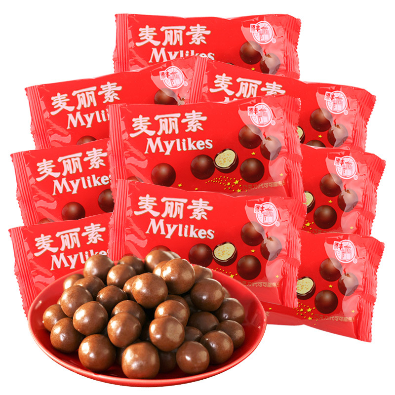 梁丰麦丽素25g巧克力豆牛奶夹心怀旧零食一袋48小包
