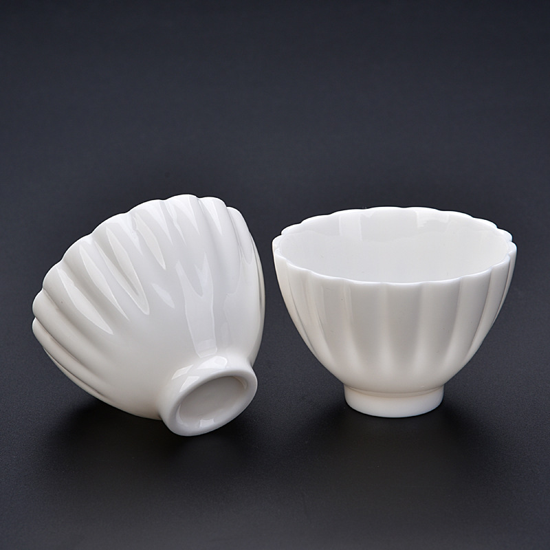 高岭土白瓷功夫茶杯套装家用小品茗杯羊脂玉陶瓷茶具主人杯单杯