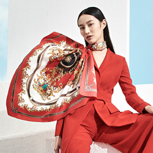 wensli/万事利春夏桑蚕丝丝巾女真丝大方巾时尚百搭丝巾团购批发