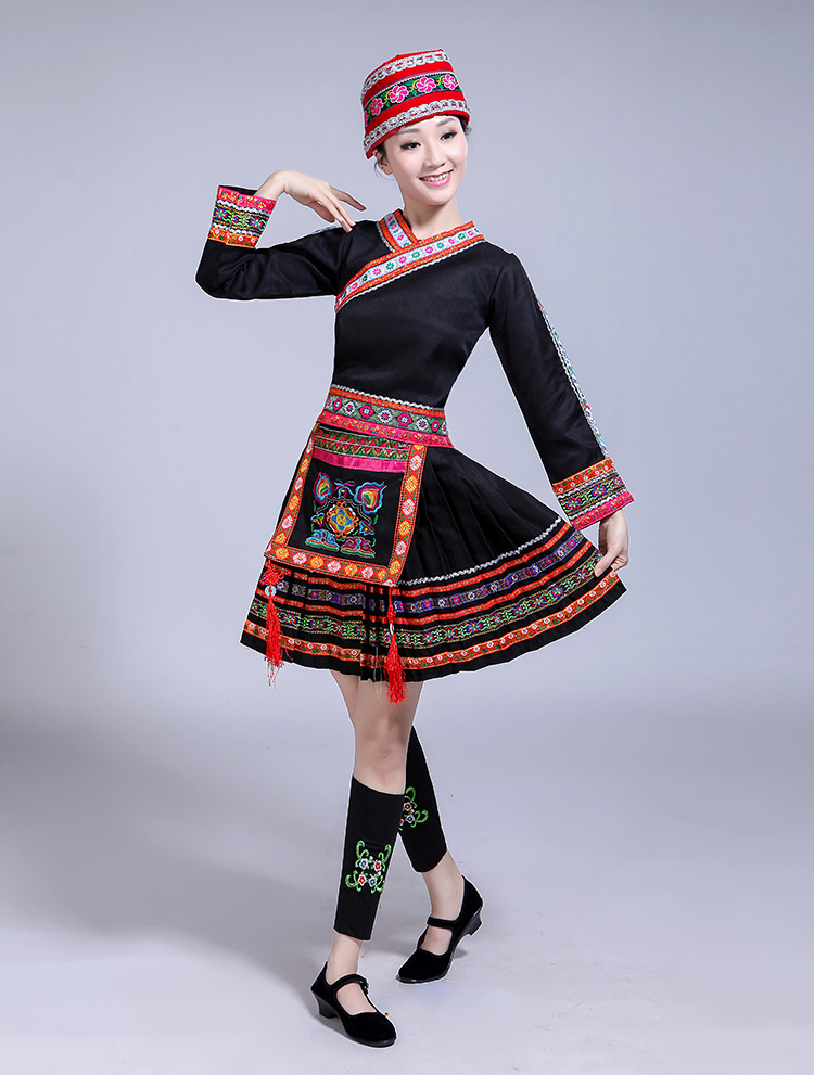 苗族服装女少数民族舞蹈服饰云南文山贵州土家彝瑶壮族表演出服