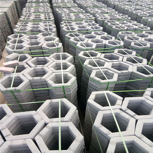 河道护坡砖挡墙砌块挡土块自嵌式挡土块,六角空心砖河道植草护坡