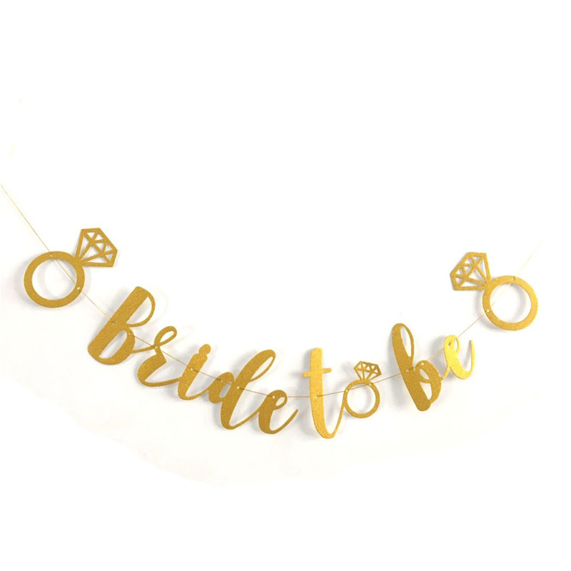 Bachelor Party Rose Gold Latte Art Glitter Letter Diamond Ring Hanging Flag Bride to Be Hanging Flag Latte Art