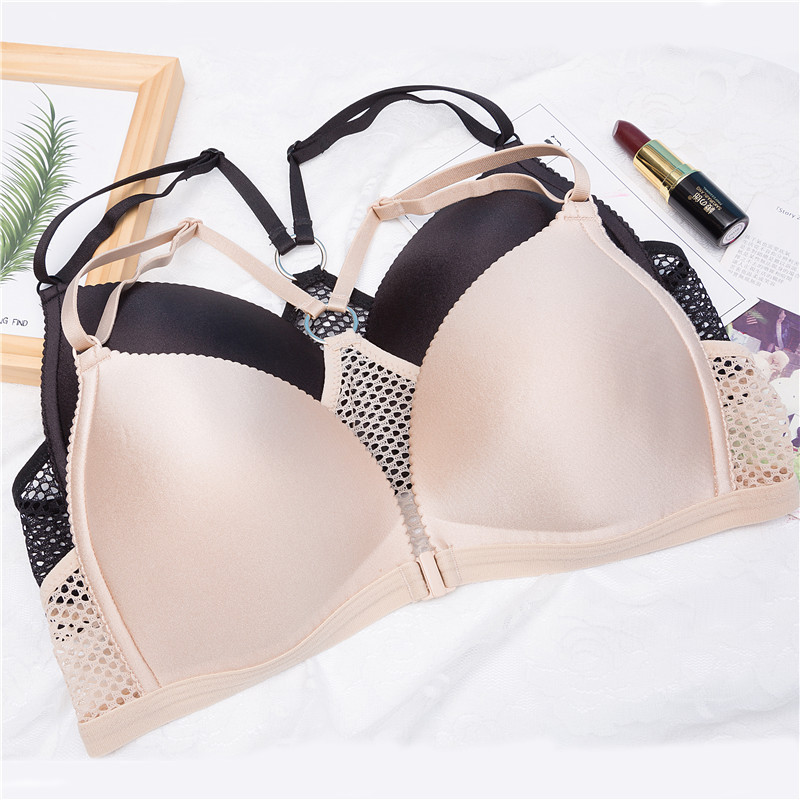 新款无痕前扣性感文胸 网纱美背聚拢文胸式内衣女-阿里巴巴