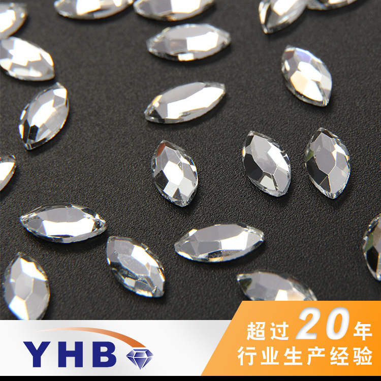 Factory Wholesale Imitation Middle East Fancy Shape Diamonds Horse Eye Flat Shaped Glass Drill 4 * 8mm Nail Art Fancy Shape Rhinestone