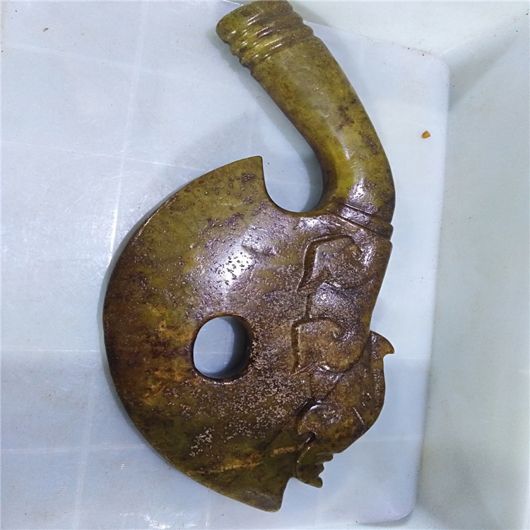 古玩玉器工艺品杂项收藏岫玉仿古(做旧玉斧)吊坠玉挂件