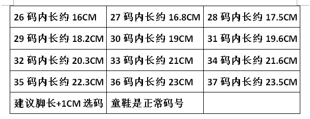 童鞋鞋号图片