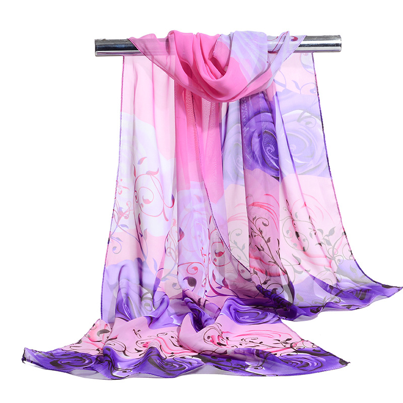 活动礼品玫瑰花印花丝巾柔软印花雪纺丝巾便宜纱巾5元店夜市-阿里巴巴