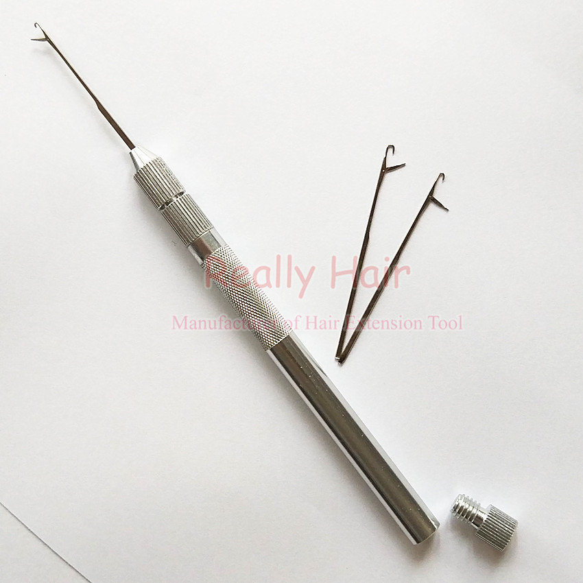 假发专用工具每根配4个头银色铝柄串珠器 鱼线穿珠器 拉环穿珠器