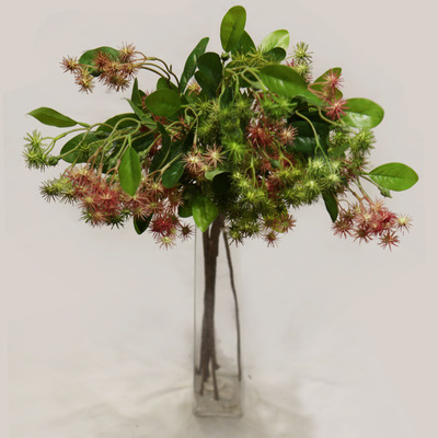 仿真花批发 逼真手感绿色植物盆栽花艺摆件 苏曼野果枝