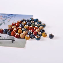饰品8mm圆形花釉陶瓷串珠串珠diy材料包手串散珠圆珠编织材料学生