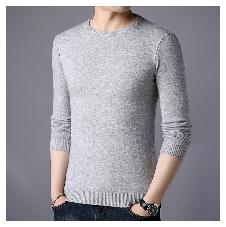 2024 men‘s new knitted men‘s shirt fashion slim round neck korean men‘s bottoming shirt factory wholesale sweater