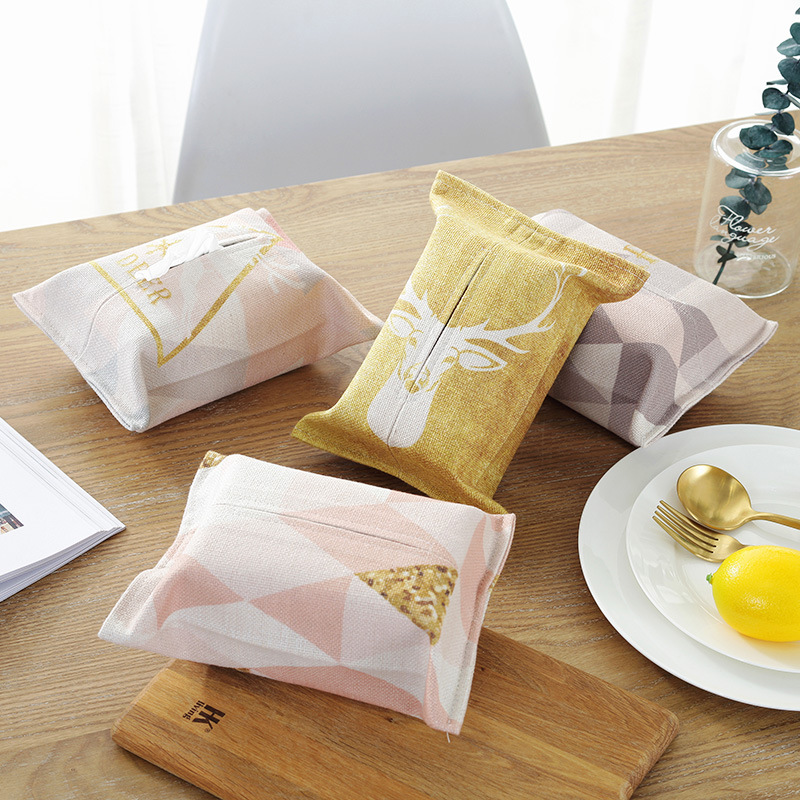 三角鹿系列纸巾套布艺简约客厅餐厅纸巾袋餐巾纸抽纸巾盒车用