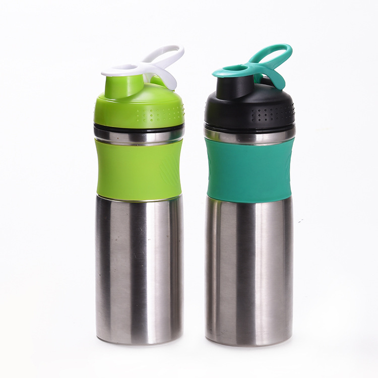 新款热卖不锈钢保温摇摇杯 带硅胶套蛋白粉摇摇杯可定制2色可选