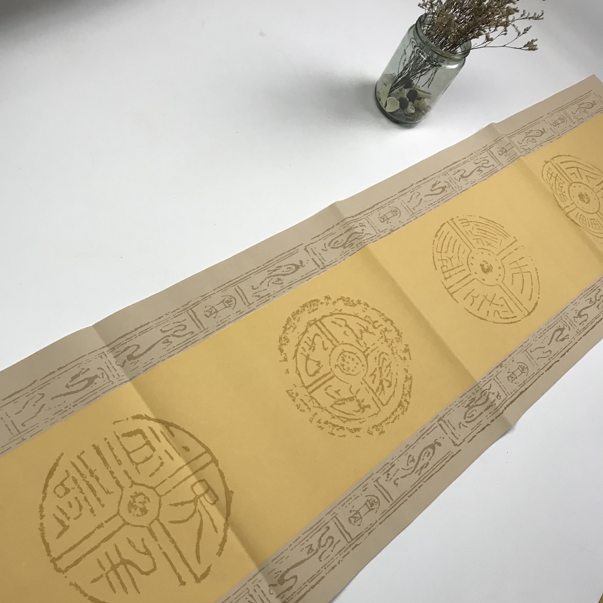 泾书斋加厚粉彩套色半生熟宣纸四言五言七言瓦当对联书法宣纸批发