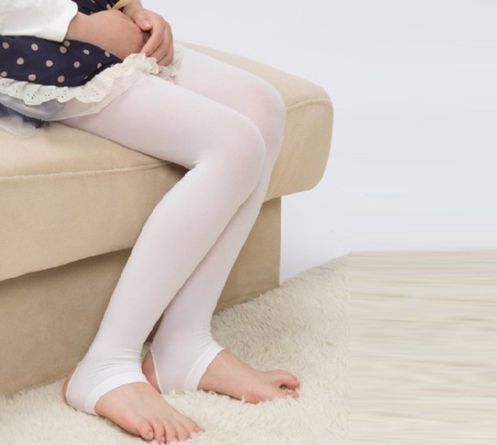 厂家春季款天鹅绒儿童九分踩脚袜 女童七分踩脚纯色舞蹈踩脚袜