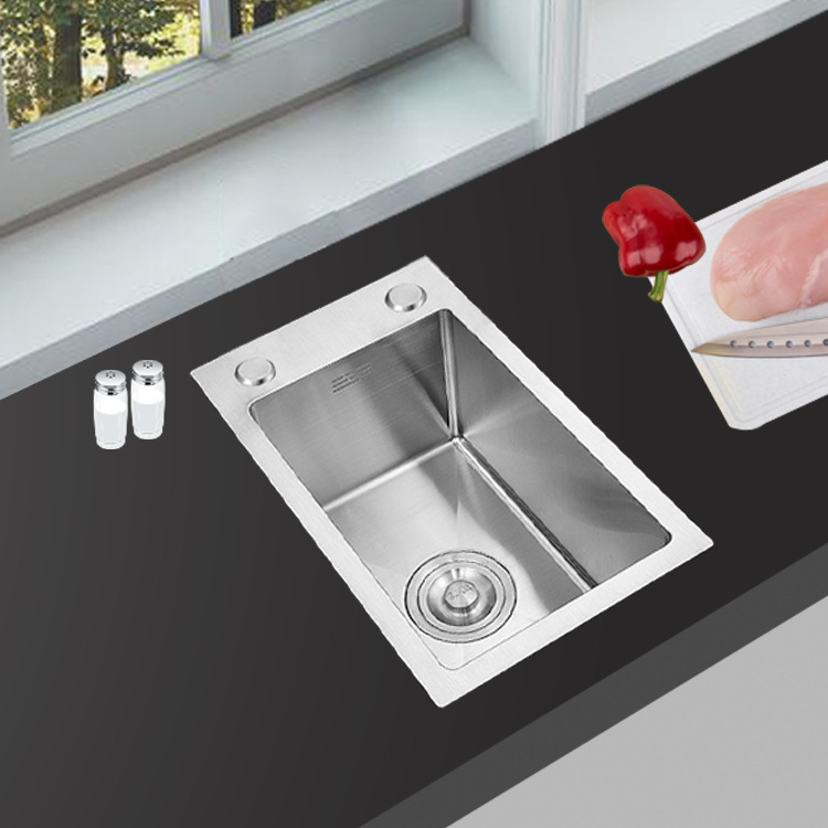 304不锈钢手工水槽小号单槽厨房小单盆 阳台迷你吧台洗菜盆