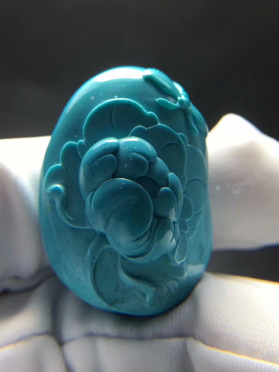 湖北原矿无优化高瓷绿蓝云盖寺绿松石精品蝶恋花吊坠 盘玩玉化