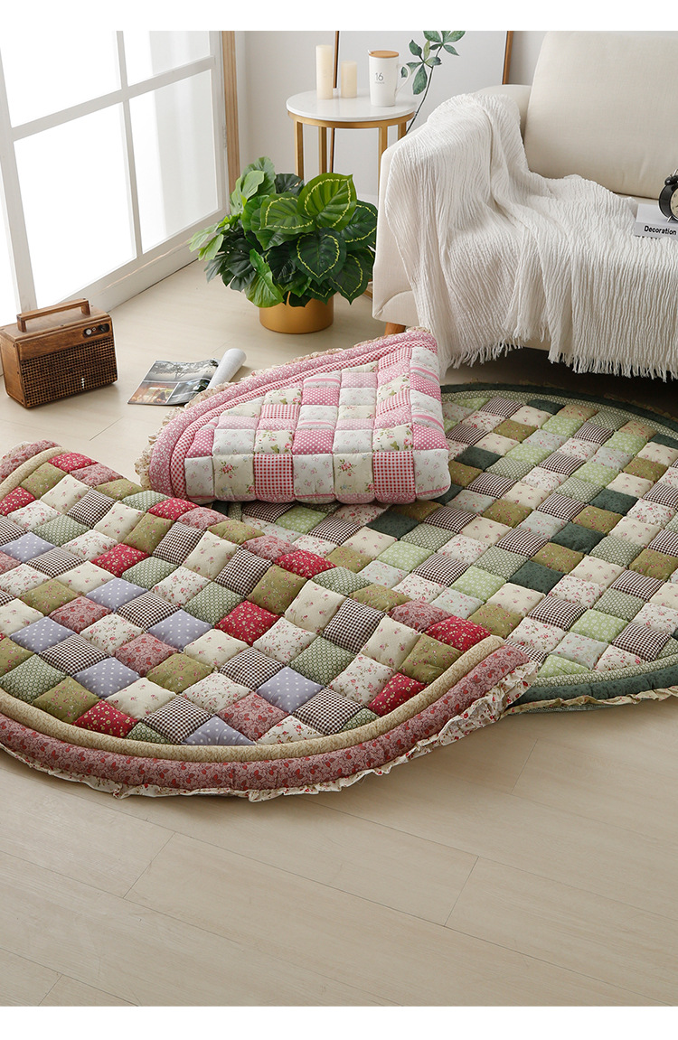 外贸四季全棉拼布加厚地垫 纯棉门垫脚垫爬行垫 手工榻榻米垫客厅