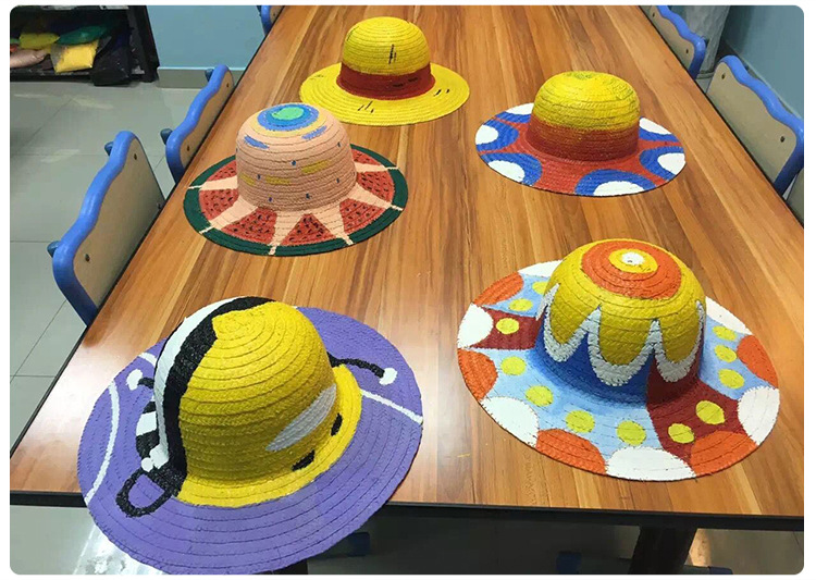 儿童绘画草帽diy手工涂鸦彩绘空白帽子幼儿园创意美劳美术班材料