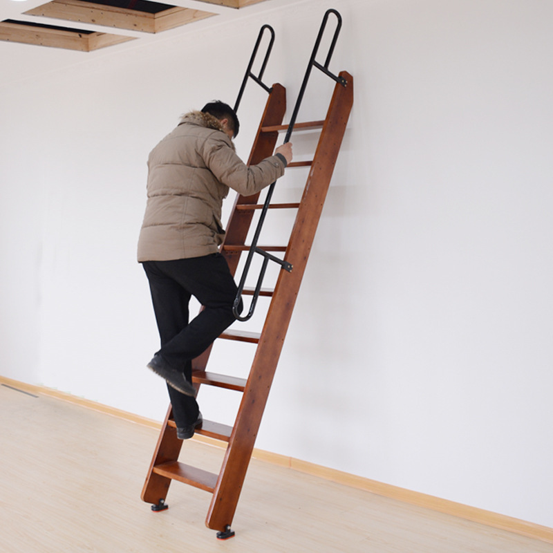实木家用梯阁楼别墅复式楼梯带扶手梯子厂家直销多功能装饰花架梯