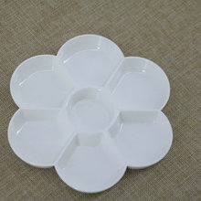厂家批发 新款7格梅花仿瓷调色盘 塑料调色盒 水彩颜料调色碟