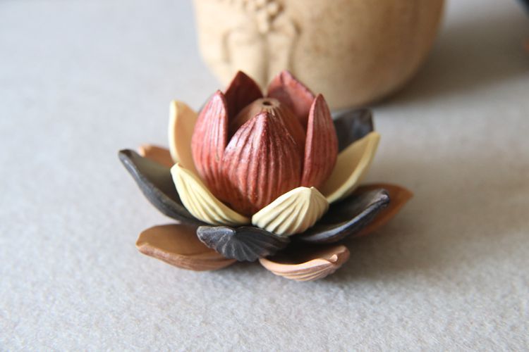 桃木莲花 多层雕刻莲花 手工拼接 多层次莲花 串车挂配件配饰