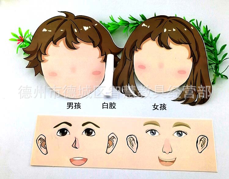 幼儿童认识五官粘贴卡片玩具创意手工亲子早教科学实验 身体器官