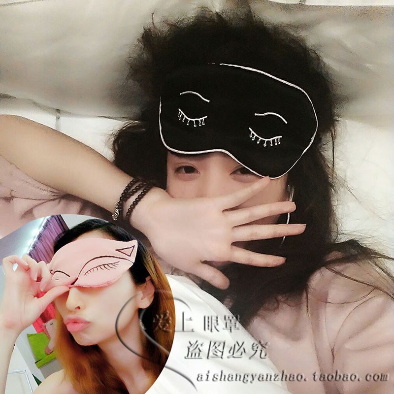 绯闻女孩marygreen可爱猫咪睫毛飞机遮光桑蚕丝透气睡眠真丝眼罩
