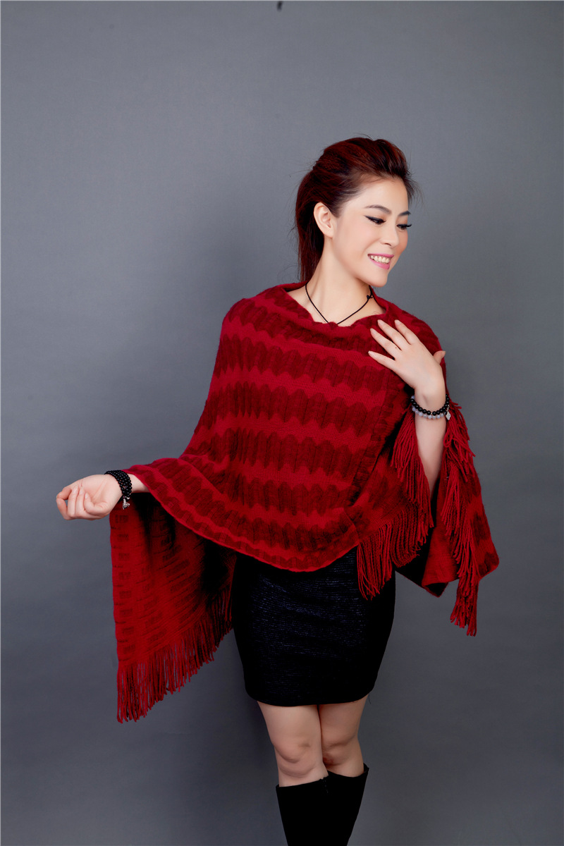 欧美街头仿羊绒双色斗篷披肩 秋冬保暖女士披肩围巾速卖通外贸