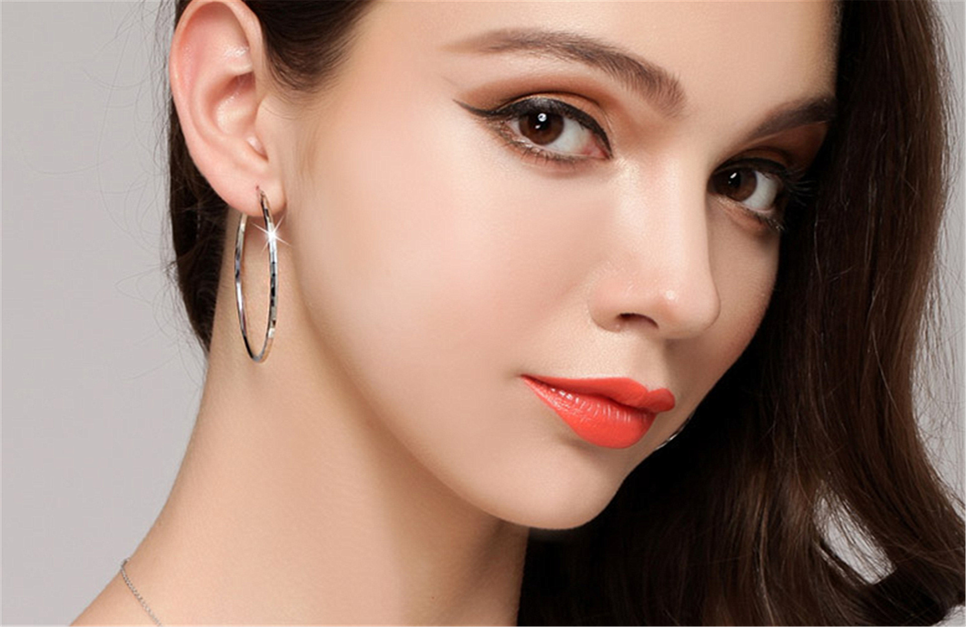 wish热卖欧美耳饰925夸张大耳圈圈耳环女耳扣耳坠韩国时尚银饰品