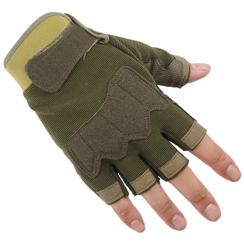 Men's and Women's Outdoor Sports Hard-Wearing Mountaineering Gloves Driving and Biking Special Forces Training Non-Slip Tactical Fighting Half Finger Hand