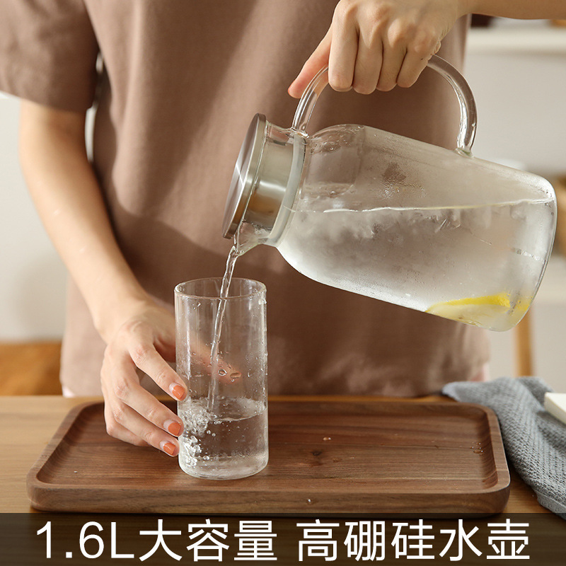 凉水壶耐热玻璃不锈钢冷水壶加厚玻璃果汁壶茶壶厂家直销家用水杯
