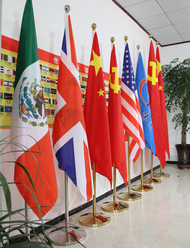 2米旗杆钛金立式会议办公室内落地旗杆不锈钢国旗红旗党旗架旗座