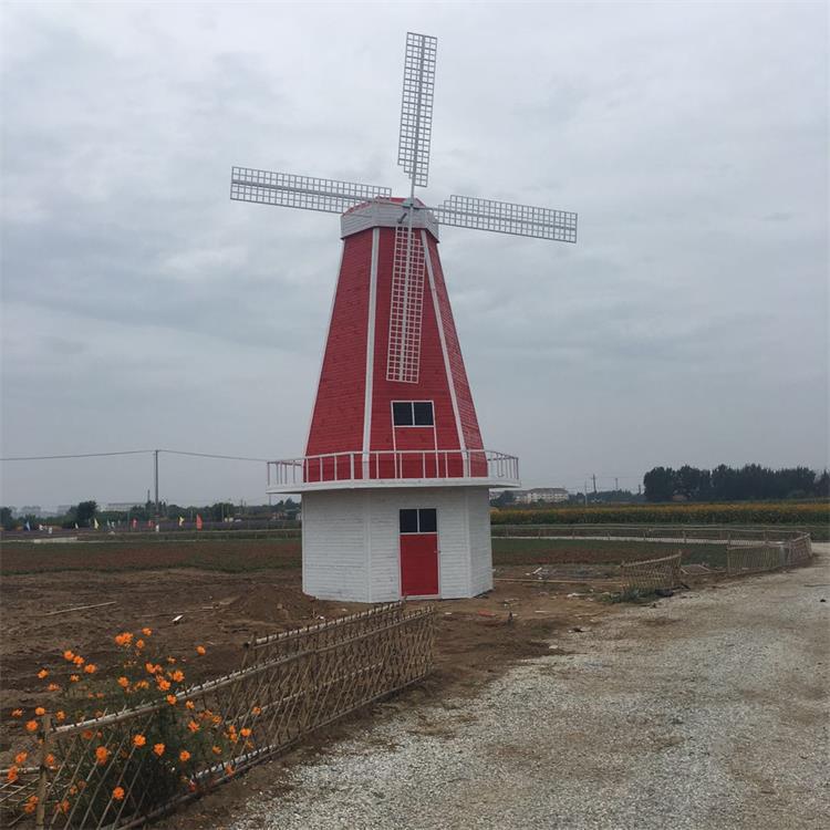 小型防腐木荷兰风车 户外大型风车 木质风车景点摆放风车电动风车