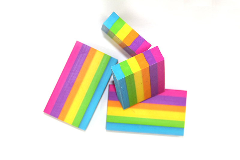 6色彩虹橡皮擦尺寸颜色可来样擦拭效果好