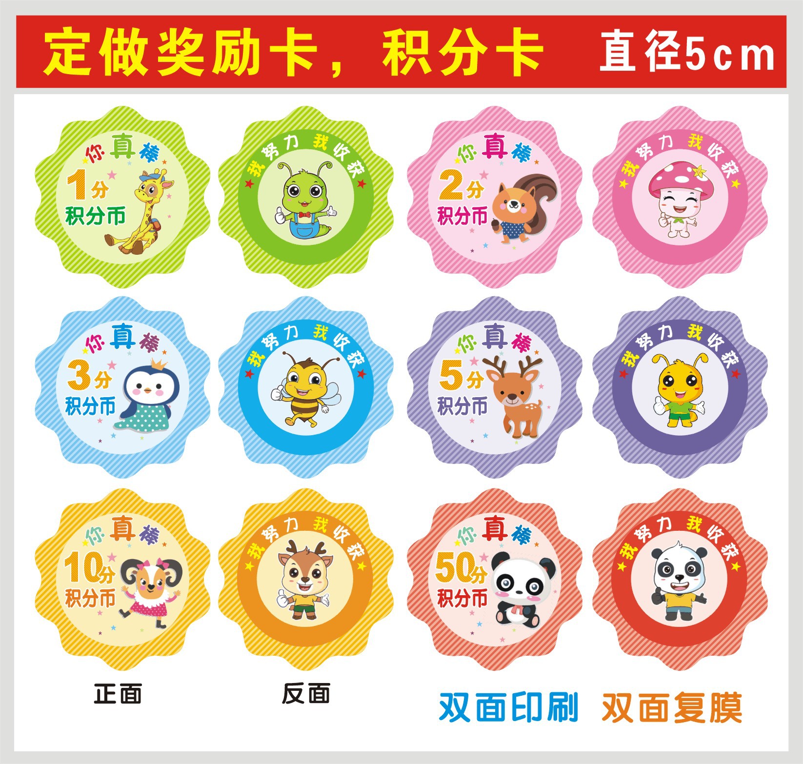 中小学生幼儿园积分币奖励卡片儿童积分卡鼓励卡乐学币奖励卡定制