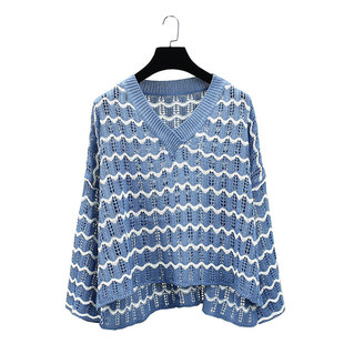 条纹针织衫罩衫毛衣外套