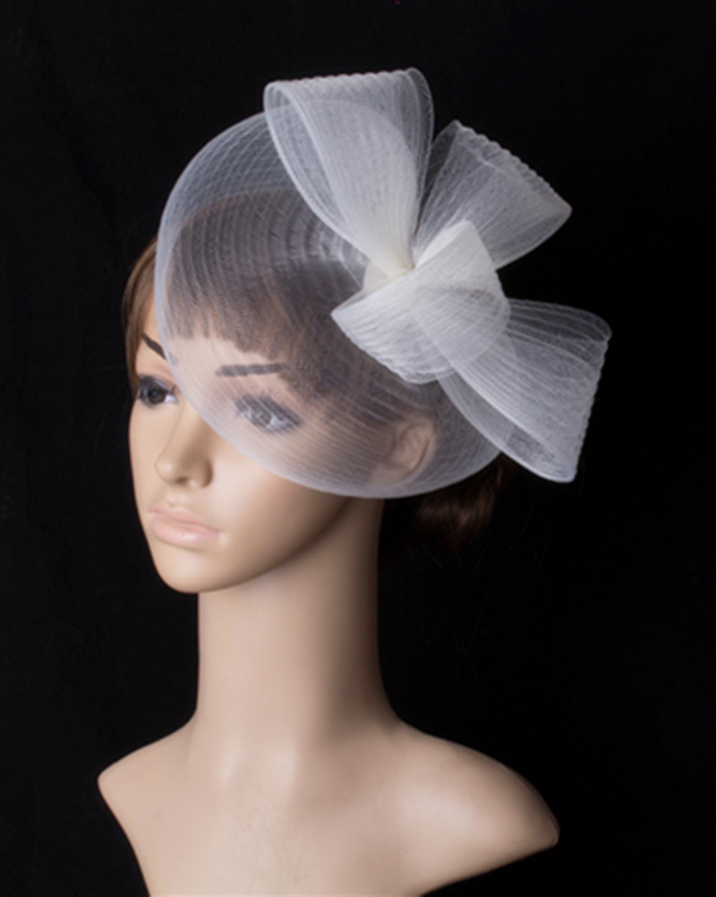 ebay速卖通爆款欧美流行贵族新娘网纱头饰白色羽毛面纱发夹