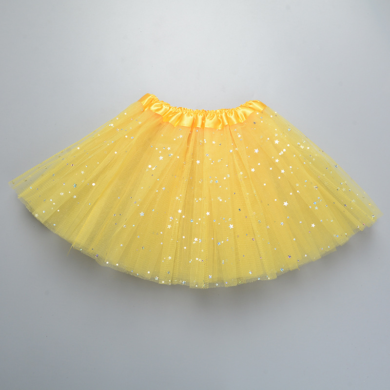 Children's Pettiskirt Tutu Skirt Princess Sequined Three-Layer 6-Piece Mesh Skirt Tutu Gauze Skirt Tutu Children