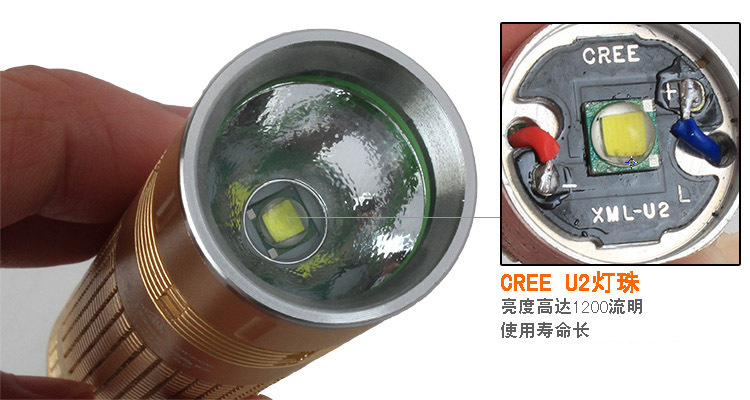 y52u2强光手电筒 led 家用远射 18650充电