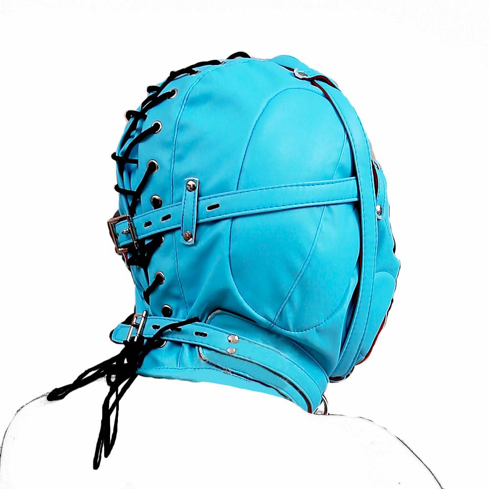 黑帝成人情趣 全包蓝色带盖口塞头套 夫妻调教 另类玩具 厂家销售