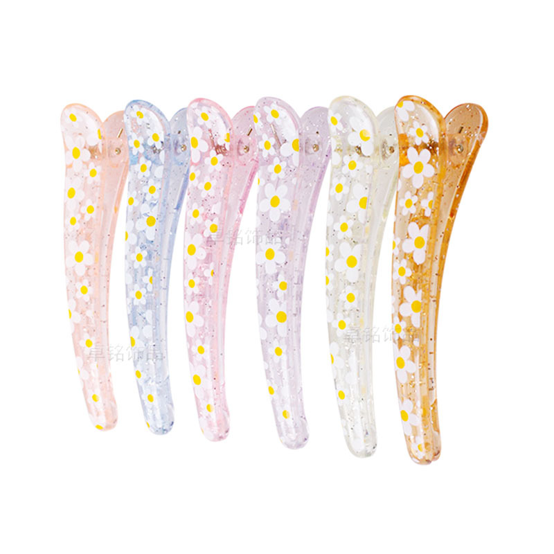 Zhuoming High Quality Plumeria Rubra Tweezers Small White Flower Duckbill Clip Color Translucent Crocodile Clip Plastic Hair Beauty Clip