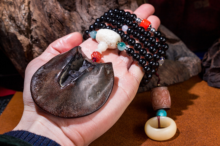 天然西藏纯黑羊角108颗佛珠羊角珠子长串手链名族风男女文玩念珠