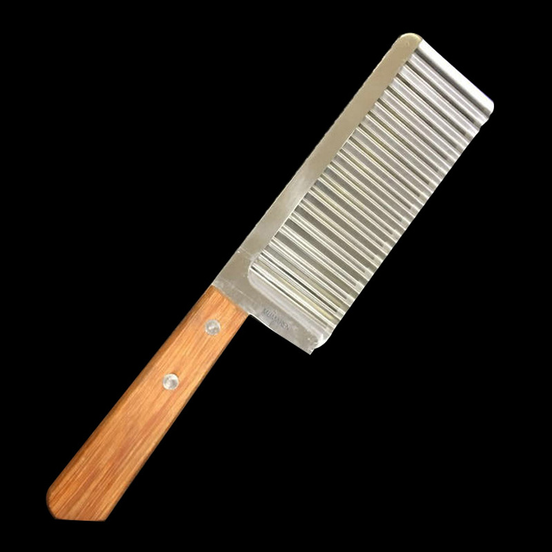 厨房家用木柄波浪刀 专业土豆切条器波纹刀削薯条胶柄波纹刀批发