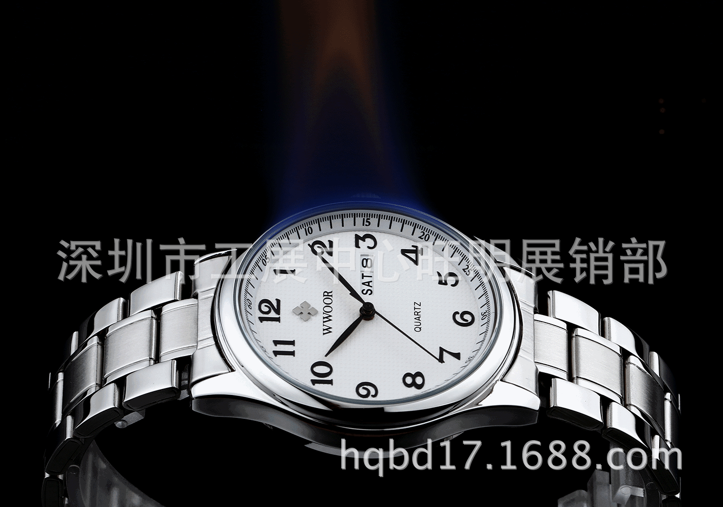 wwoor/握爱8805防水圆形日历情侣手表 钢带流行简约