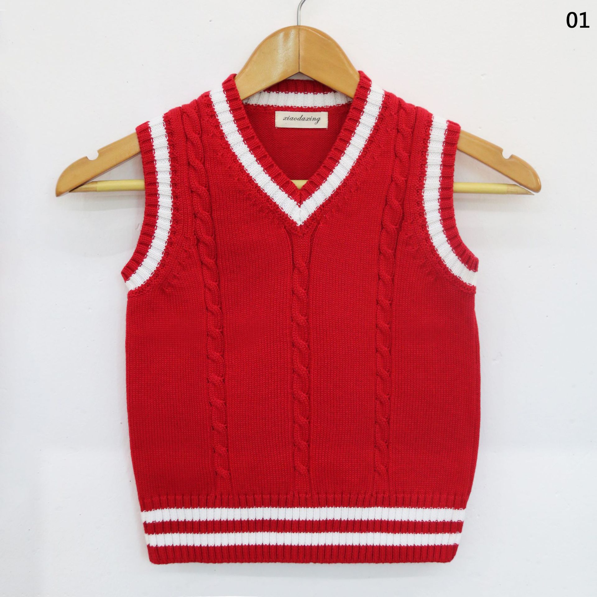 2019新款服装春夏童装v领麻花校服毛衣背心中小学生校服毛衣批发