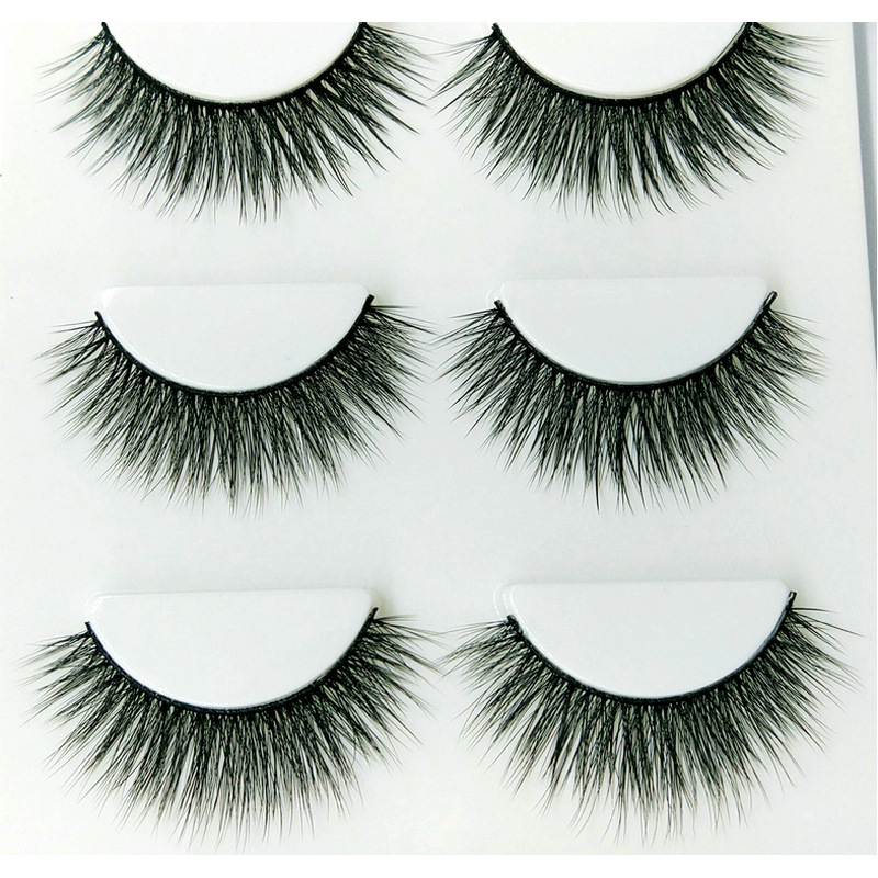 3d-07 False Eyelashes Handmade Three-Dimensional Multi-Layer Beauty Natural Simulation Cross 3 Pairs Installed Eyelash