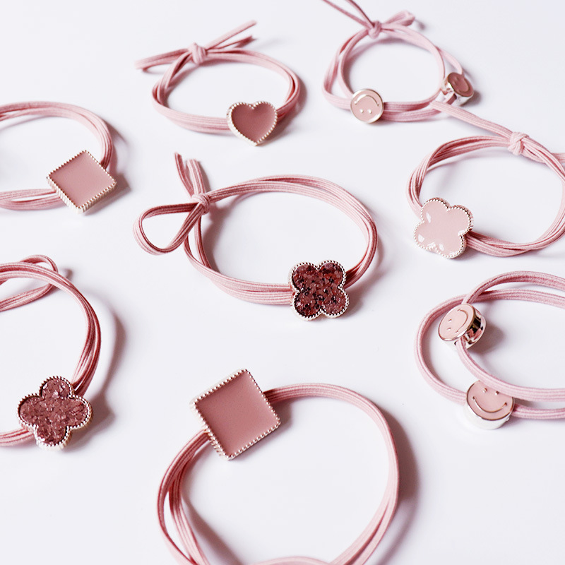 日韩粉色系少女心爱心方块发圈打结双层蝴蝶结头绳可爱扎头发皮筋