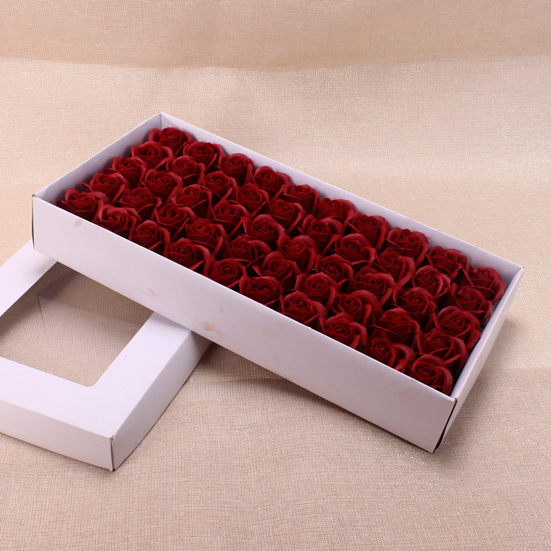 Three-Layer High Quality Artificial Red Rose Soap Flower Big Flower Head Wholesale Water Flower Valentine's Day 3-Layer Soap Flower with Base